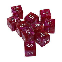 10pcs 6 sided dés d6 dés polyédriques pour les jeux de table des donjons et des dragons rouge violet