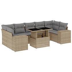 vidaXL Salon de jardin avec coussins 8 pcs beige résine tressée