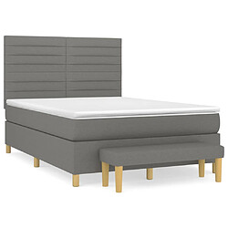 vidaXL Sommier à lattes de lit avec matelas Gris foncé 140x200cm Tissu