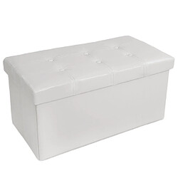 Helloshop26 Pouf coffre pliant pliable de rangement 80x39 cm salon salle à manger blanc 08_0000480 