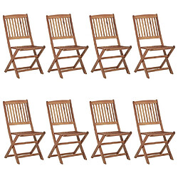 Maison Chic Lot de 8 Chaises pliables de jardin - Fauteuil d'extérieur avec coussins Bois d'acacia -MN93024