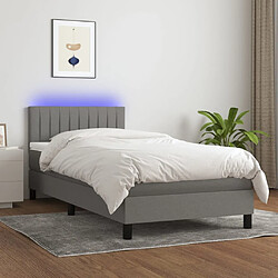 vidaXL Sommier à lattes de lit et matelas et LED Gris foncé 100x200 cm 