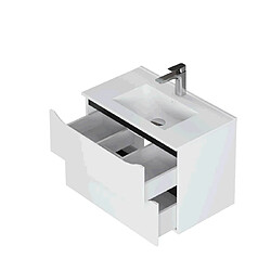 Avis Pegane Meuble de salle de bain 2 tiroirs en mélamine coloris blanc brillant - Longueur 81 x profondeur 46 x Hauteur 57 cm