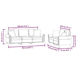 vidaXL Ensemble de canapés 2 pcs avec coussins noir velours pas cher