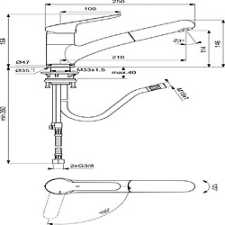 Ideal Standard ceraflex bc143aa Mitigeur monocommande à poser sur évier