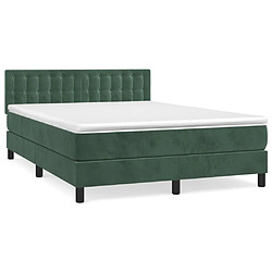 Maison Chic Lit Adulte - Lit simple Lit à sommier tapissier et matelas moelleux - Meuble de Chambre - Vert foncé 140x190cm Velours -MN33193