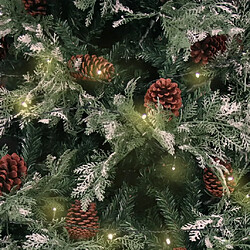 Avis vidaXL Sapin de Noël pré-éclairé pommes de pin vert blanc 225cm PVC PE