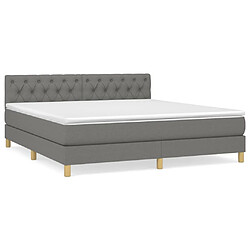 vidaXL Sommier à lattes de lit avec matelas Gris foncé 160x200cm Tissu