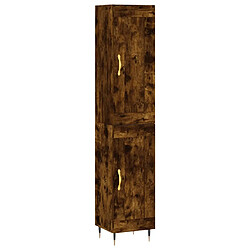 vidaXL Buffet haut Chêne fumé 34,5x34x180 cm Bois d'ingénierie