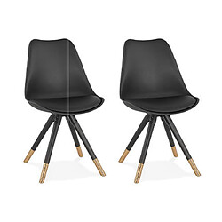 Mes Lot de 2 chaises repas noires et pieds noirs - KRAFT