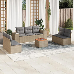 Maison Chic Salon de jardin avec coussins 8 pcs | Ensemble de Table et chaises | Mobilier d'Extérieur beige résine tressée -GKD14861