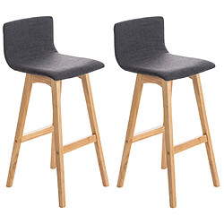 Decoshop26 Lot de 2 tabourets de bar chaise hautes en tissu gris clair piètement à quatre pieds en bois clair 10_0004417 