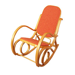 Mendler Rocking-chair, fauteuil ? bascule M41 ~ imitation chêne, tissu orange 