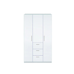 Armoire avec 3 portes coloris Blanc en mélamine - Dim : 203 x 117 x 52 cm -PEGANE-