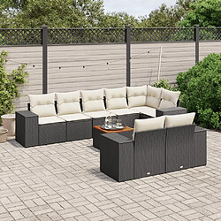 Maison Chic Ensemble Tables et chaises d'extérieur 9 pcs avec coussins,Salon de jardin noir résine tressée -GKD345998