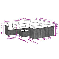 Avis vidaXL Salon de jardin 11 pcs avec coussins noir résine tressée