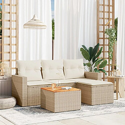 vidaXL Salon de jardin avec coussins 5 pcs beige résine tressée 