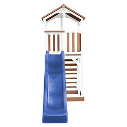 AXI Beach Tower Aire de Jeux avec Toboggan en bleu & Bac à Sable | Grande Maison enfant extérieur en marron & BLANC | Cabane de Jeu en Bois FSC