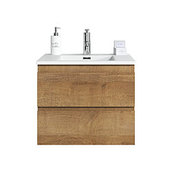 Auco Meuble de salle de bain Angela 60cm lavabo F. Oak – Armoire de rangement Meuble lavabo 