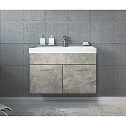 Auco Meuble de salle de bain Paso 01 80x40cm lavabo Beton (gris) – Armoire de rangement mirroir