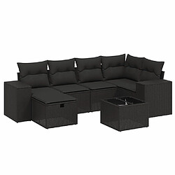 Maison Chic Ensemble Tables et chaises d'extérieur 7pcs avec coussins,Salon de jardin noir résine tressée -GKD851764