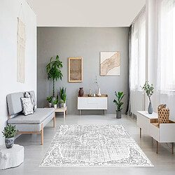 HOMEMANIA Tapis Imprimé Drawn 1 - Aubusson - Décoration de Maison - Antidérapants - du salon, du séjour, de la chambre - Gris, blanc en Polyester, Coton, 60 x 100 cm