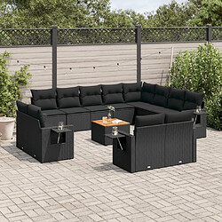 vidaXL Salon de jardin avec coussins 13 pcs noir résine tressée 