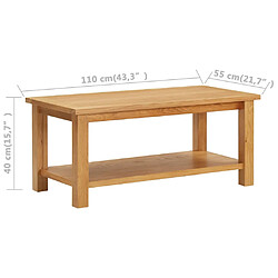 vidaXL Table basse 110x55x40 cm Bois de chêne massif pas cher