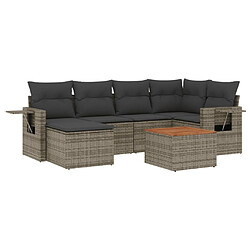 vidaXL Salon de jardin avec coussins 7 pcs gris résine tressée