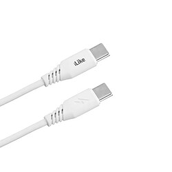 iLike CTT01 Câble TPE durable USB-C vers USB-C (Type-C) Câble de données et chargeur rapide 3,1 A 1 m Blanc 