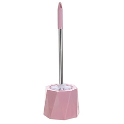 Wewoo Base en forme de diamant Brosse de toilette à manche long acier inoxydable de nettoyage de rose