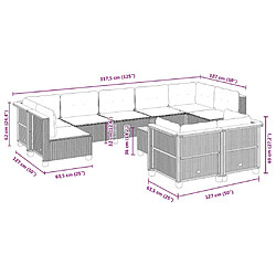 Acheter vidaXL Salon de jardin avec coussins 10 pcs gris résine tressée