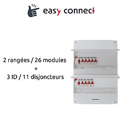 Coffret électrique pré-équipé - 2 rangées - 26 modules - 3 ID/11 disjoncteurs - EasyConnect - Thomson