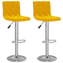 vidaXL Tabourets de bar lot de 2 jaune moutarde velours