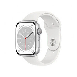 Apple Watch Series 8 GPS 45 mm Aluminium Argent (Silver) et Bracelet Sport Blanc (Starlight)