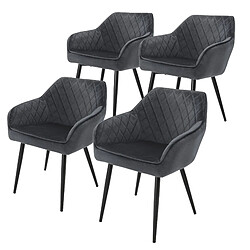 ML-Design Lot de 4 chaises salle à manger en velours anthracite rembourrée pieds en acier ML-Design Lot de 4 Chaises de Salle à Manger avec Accoudoirs et Dossier, Anthracite, Revêtement en Velours, Pieds en Métal Noir, Chaise de Cuisine pour Table à Manger, Protections de Sol Inclus