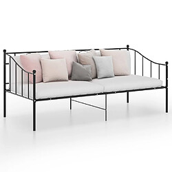 vidaXL Cadre de canapé-lit sans matelas noir métal 90x200 cm