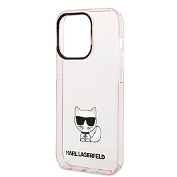 Karl Lagerfeld Coque arrière en TPU Choupette Transparent Rose pour iPhone 14 Pro pas cher