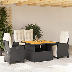 Maison Chic Ensemble à manger d'extérieur 4 pcs avec coussins,Salon de jardin noir -GKD846664