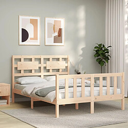 Maison Chic Cadre/structure de lit avec tête de lit pour adulte - Lit Moderne Chambre 120x200 cm bois massif -MN22185