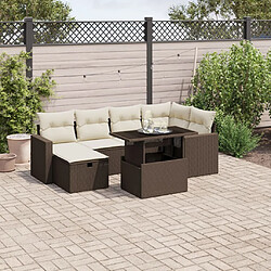 vidaXL Salon de jardin avec coussins 7 pcs marron résine tressée 