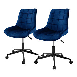 ML-Design 2x Chaise de bureau pivotante à 360° bleu en velours tabouret pour salon travail