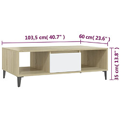 vidaXL Table basse blanc chêne sonoma 103,5x60x35 cm bois d'ingénierie pas cher