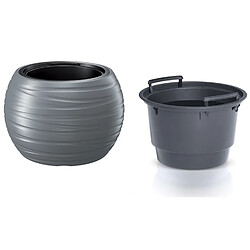 Pot de fleurs 25L avec insert Maze 2en1 ronde gris