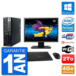 PC Lenovo M92p SFF Ecran 19" Intel G630 RAM 4Go Disque 2To Windows 10 Wifi - Occasion