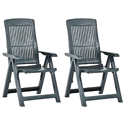 Maison Chic Lot de 2 Chaises inclinables de jardin - Fauteuil d'extérieur Plastique Vert -MN37113