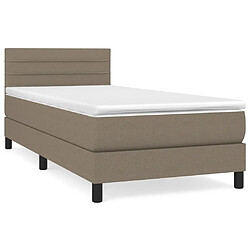 Maison Chic Structures de lit + matelas,Lit à sommier tapissier avec matelas Taupe 80x200 cm Tissu -MN91853