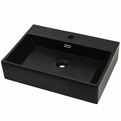 vidaXL Vasque avec trou de robinet en céramique Noir 60,5x42,5x14,5 cm