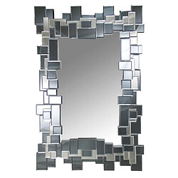 Vivenla Miroir mural argenté design effet 3D L. 100 x P. 3 x H. 100 cm collection Sartino