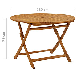 vidaXL Table pliable de jardin 110 cm Bois d'acacia massif pas cher